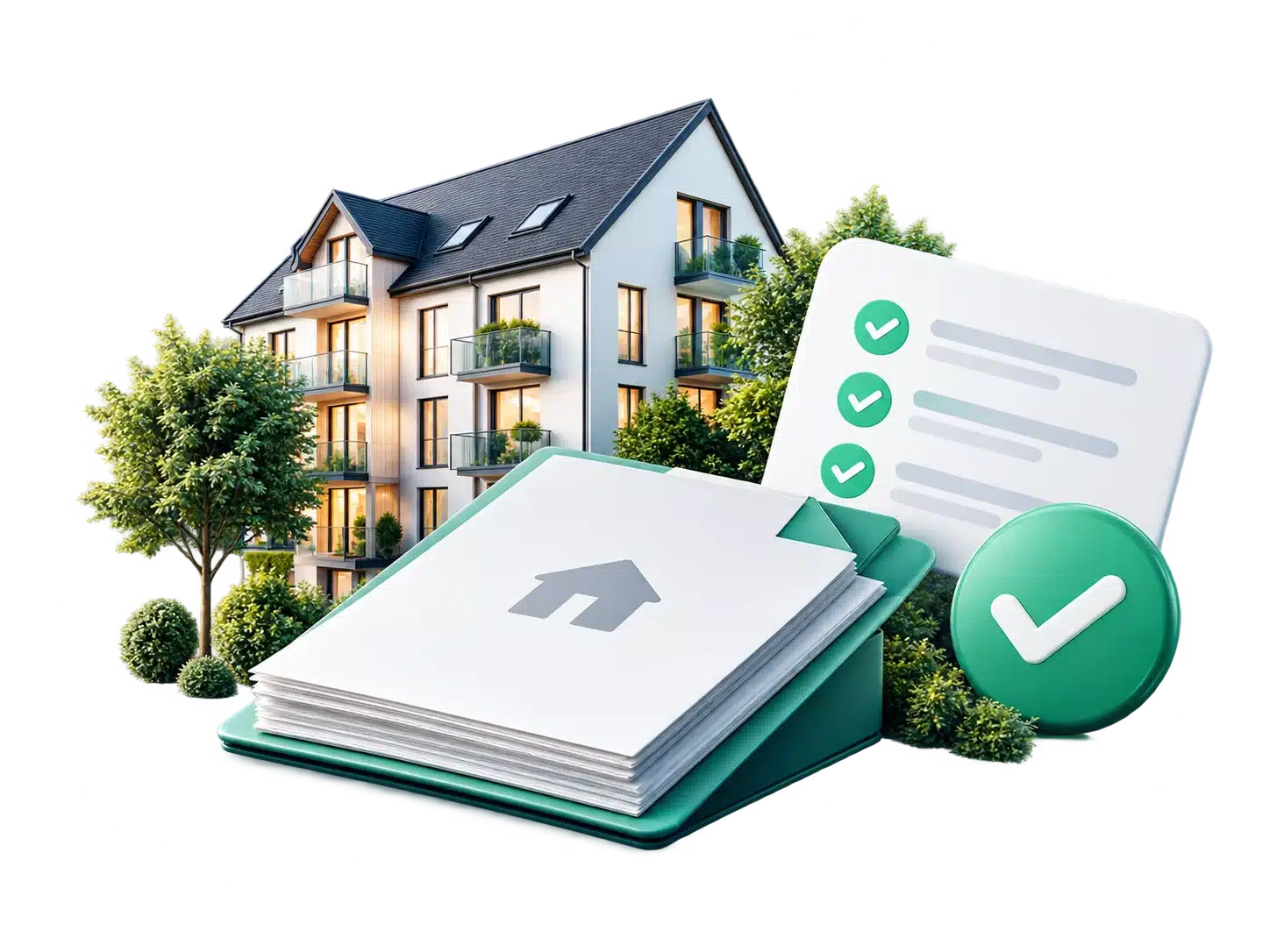 Mehrfamilienhaus mit Immobilienakte und Checkliste