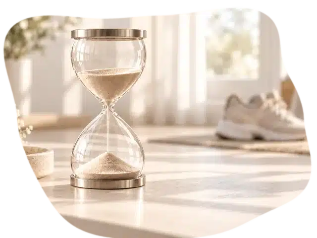 Sanduhr im warmen Morgenlicht